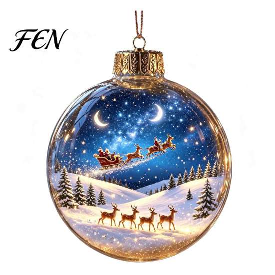 Holiday Hanging Decorations Glowing Christmas Story Ornament, Light-Up 3D Ball with Warm LED, Mini Wall Decor Scene Clear Decoration for Tree,