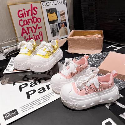 Туфли на шнуровке с большой головкой, на толстой подошве, типа маффин, с маленькими белыми туфлями, повседневная обувь, растворяющаяся обувь, маленькие см, женская обувь