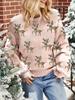Women's Deer Jacquard Red Christmas Sweater, Lazy, Loose, Cute Long Sleeved Pullover Knit Sweater