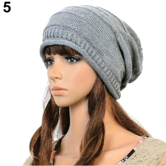 Unisex Winter Plicate Baggy Beanie Knit Crochet Ski Cap Oversized Slouch Hat