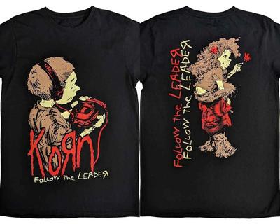 Korn Band Tshirt Follow The Leader Print Unisex Loose Y2k Style 100 Cotton Short Sleeve Vintage Streetwear Fashion Tshirts