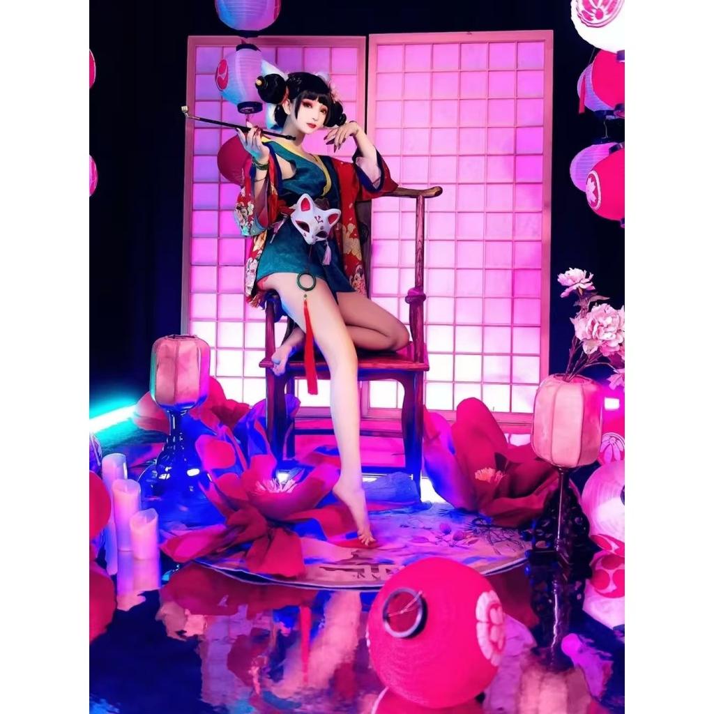 Китайский мультфильм Белая змея Девушка Лиса Демон Косплей Костюм Женщины Ханьфу Маска для вечеринки Короткое платье Кимоно Халаты Цветочный кардиган