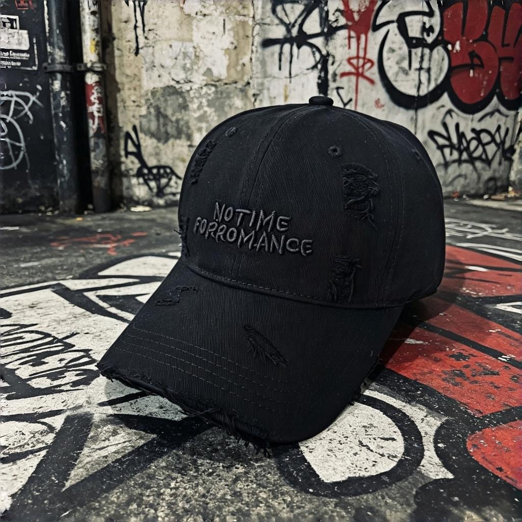 Ретро потертая бейсболка "Нет времени на романтику" с вышивкой Dad Hat Модная повседневная уличная одежда Кепка от солнца Подходит для обоих