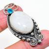 Rainbow Moonstone, Topaz 925 Sterling Silver Jewelry Pendant 2.29" U3r47