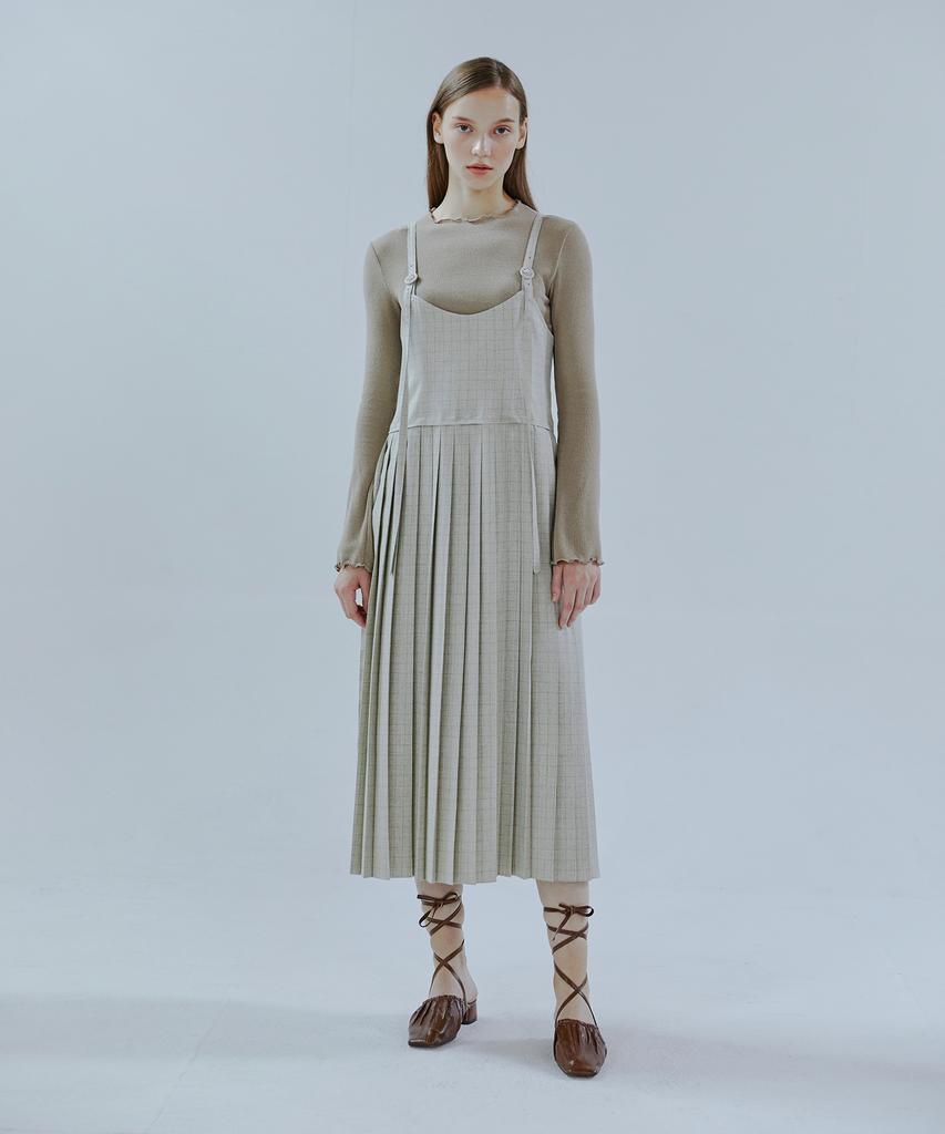 Etmont Strap Pleats Dress Light Green