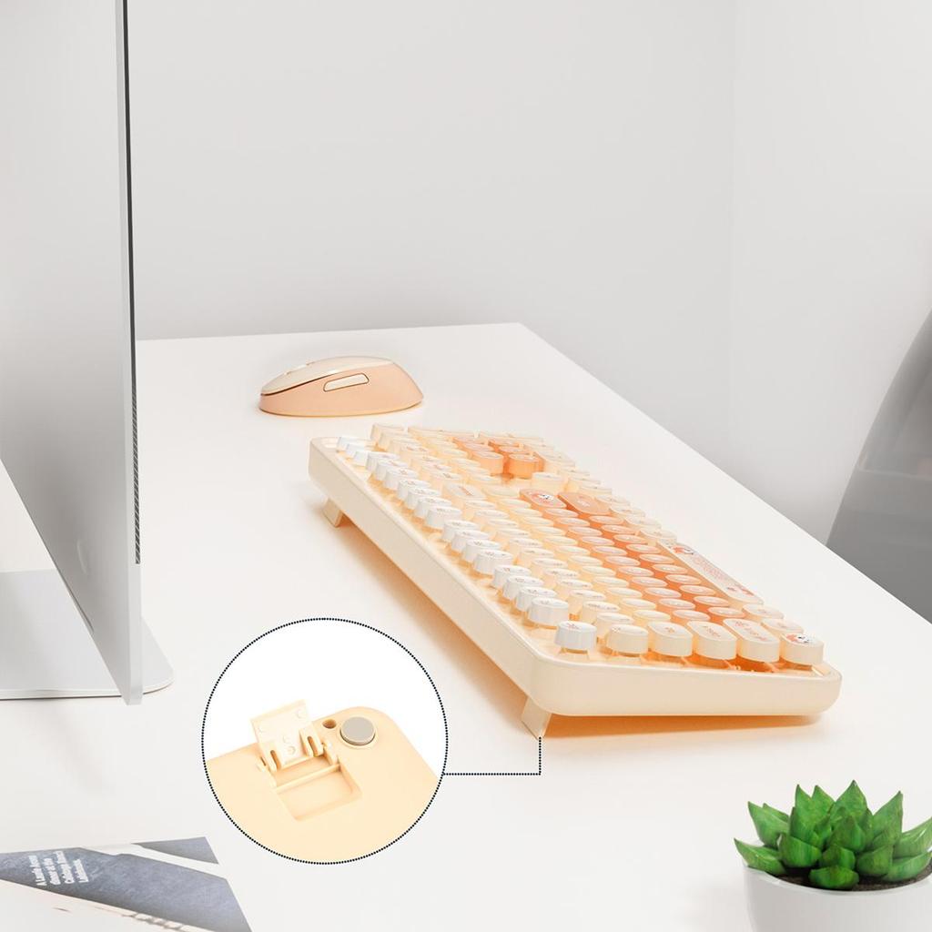 Mofii Беспроводная клавиатура и мышь в комплекте, 2,4 ГГц ретро полноразмерная клавиатура с цифровой панелью и симпатичная беспроводная мышь для компьютера ПК