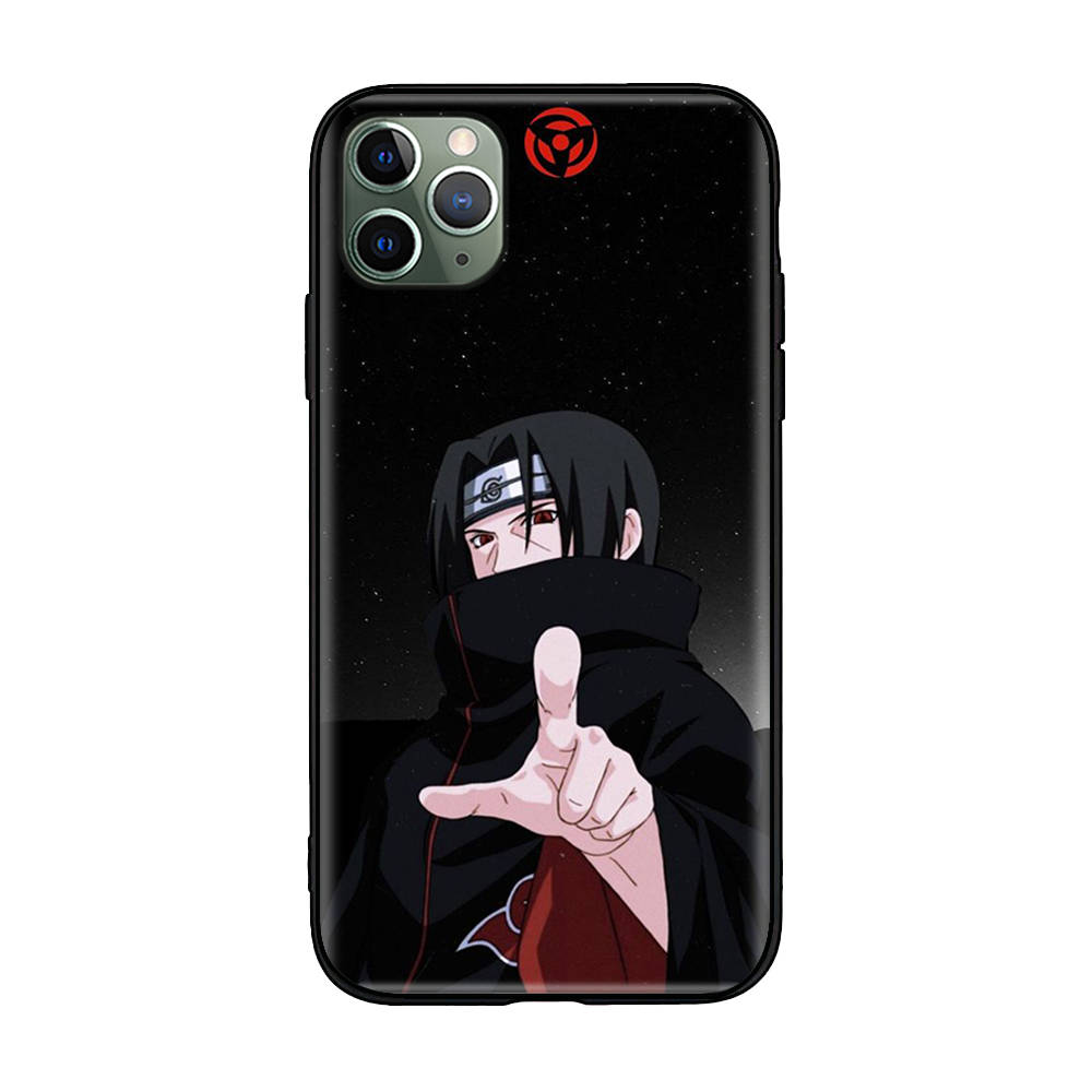 Мягкий черный чехол W-40 Naruto Uchiha Sasuke для iPhone 11 12 13 14 15 6 7 8 X XS Pro Max XR Samsung S21 S22 S23 S24 FE Ultra S8 Plus