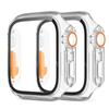 2PCS Tempered Glass+Cover For Watch case 44mm 45mm Bumper Screen Protector Change to Ultra IWatch Series 9 8 7 SE 6 5 4