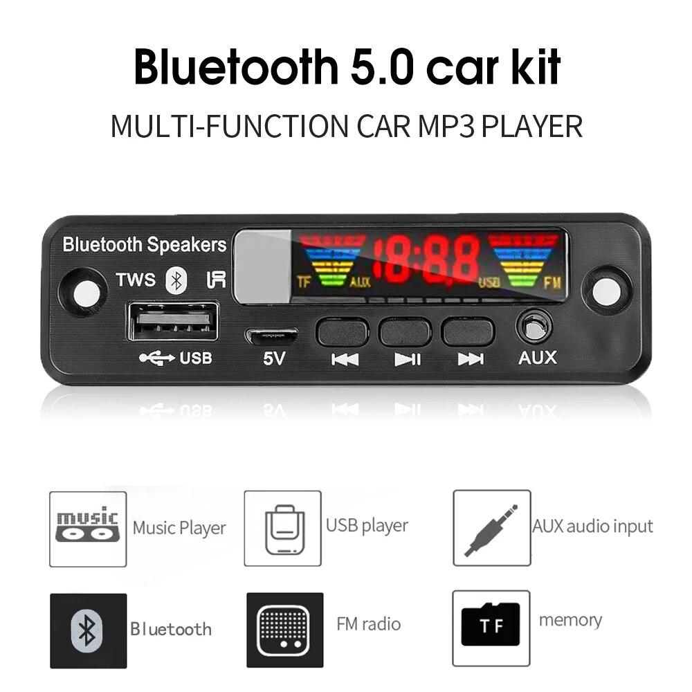 DC 3.7V-5V MP3 Decoder Board Wireless Bluetooth 5.0 Car MP3 Player Kit Support USB AUX TF FM Radio Call Recording Module