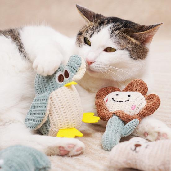 Мультяшный дизайн Игрушки для кошек Вельветовая ткань Крепкий Кошачья мята Погремушка Бумажная игрушка для кошек Мягкий эластичный наполнитель Интерактивная жевательная игрушка для котят и взрослых кошек В помещении