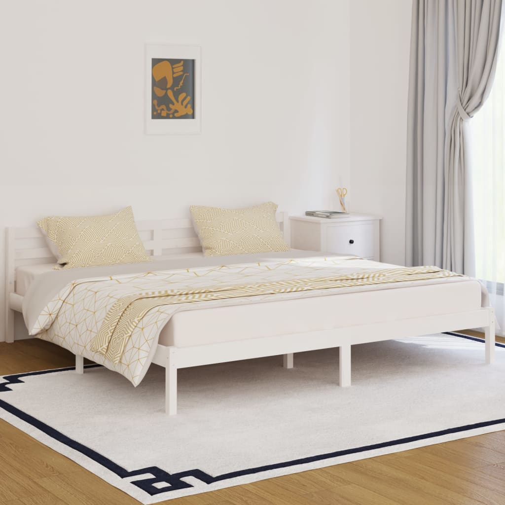 Solid Wood Bed Pine 200 x 200 cm White