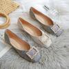Shoes for Women Pearl Square Toe Low Heel Elegant Woman Flats Clothing Trend 2025 Chic Y2k Vintage New In Summer Korean Fashion