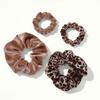 4pcs/lot Brown Coffee Pink Scrunchies for Hair Elastic Scrunchy Velvet Women Small Large Mix Leopd Fabric Fashion Cute Solid