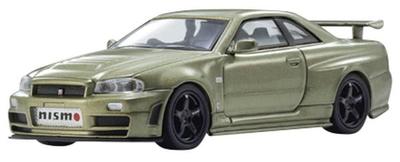 Kyosho Оригинальный масштаб Nismo R34 Готовая модель K07130LMJ 1/64 [MOTN] GT-R Z-tune Оснащенный светодиодами (Тысячелетний нефрит)