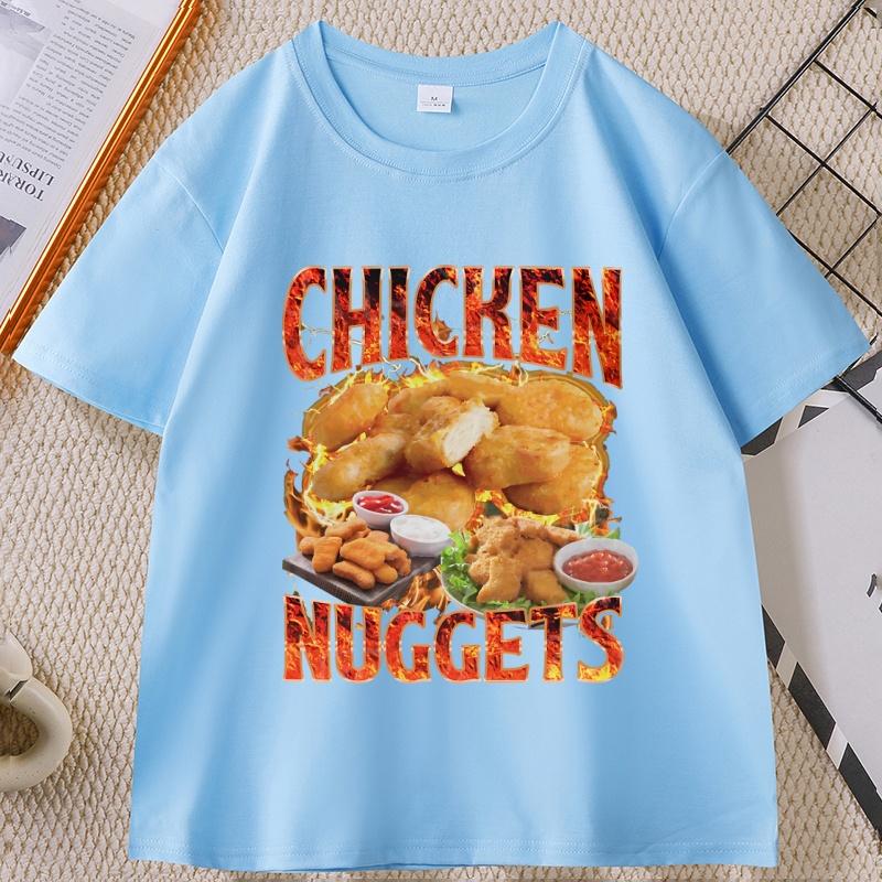 Chicken Nuggets Vintage 90s Graphic Tshirt for Unisex Women Cotton Short Sleeve Round Neck Printed Tshirt Unisex Vintagel Unisex