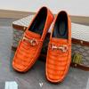Fashion High Quality Patent Leather Men's Casual Shoes Brand Driving Shoes Male Crocodile Pattern Loafers For Men Moccasin Flat Shoes