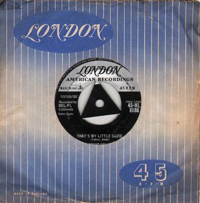 7-дюймовая пластинка РИТЧИ ВАЛЕНС - Это моя маленькая Сьюзи 45HL8886 London Records, 1958 Великобритания Рок Б/У