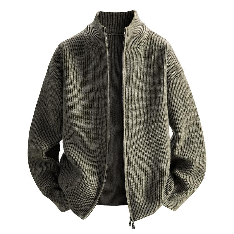 Мужской кардиган на осень и зиму, вязаный свитер для верхней одежды, мужская одежда на молнии, серая куртка