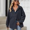 Однотонный повседневный дышащий кардиган-пальто для женщин с воротником, длинным рукавом, на пуговицах, свободный кардиган-рубашка, модное простое мягкое удобное пальто