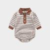Boys Girls Plaid Onesie Newborn Long Sleeved  Romper  Soft Comfort Newborn Clothing