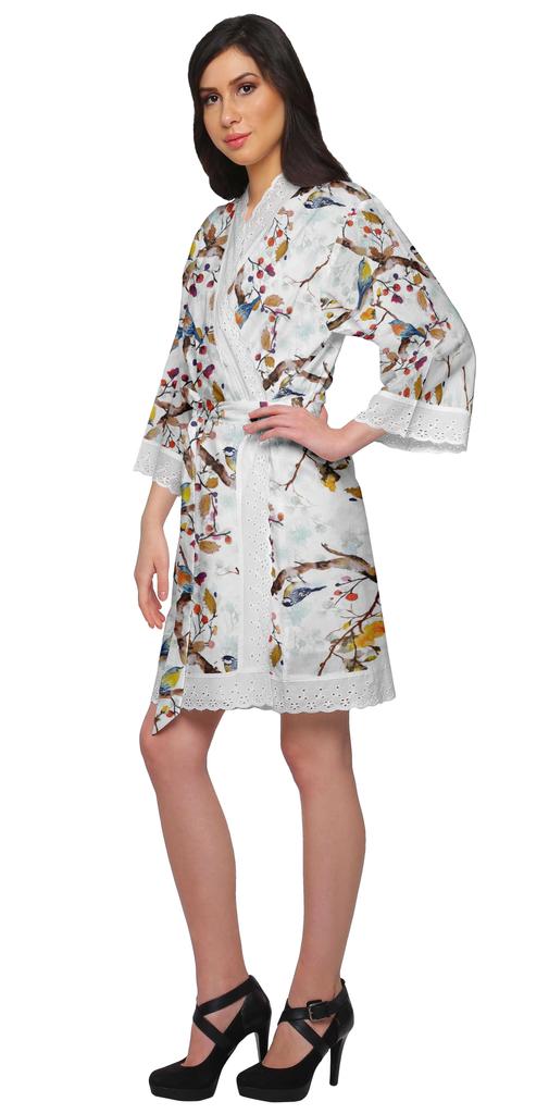 Moomaya Хлопковый набивной халат для женщин Кимоно Готовимся к подружке невестыКружева