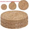 Cattail Straw Braided Round Placemat and Coaster - Heat-Resistant Japanese-Style Table Mat for Home or Restaurant Decor