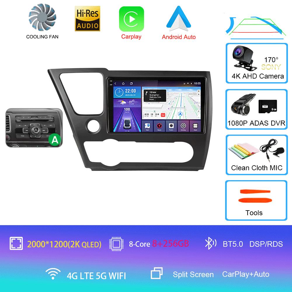 Автомагнитола Android 14 Для Honda Civic 9 9-го поколения США Седан Купе Мультимедийный плеер Видео Carplay DSP GPS Без 2din DVD Головное устройство