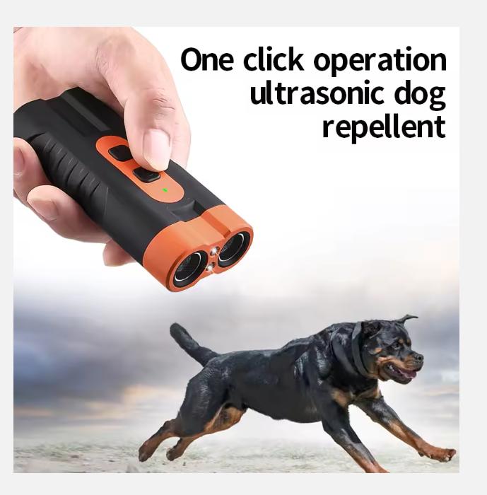 2025 Двойной ультразвуковой отпугиватель собак USB-устройство для дрессировки собак Мощное устройство против лая со светодиодным фонариком