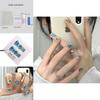 Blue Island Handmade Adhesive Cat Eye Short Nail Sticker Wearable Nail Art