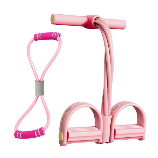Figure 8 Resistance Band 6-Tube Pedal Puller with Handle Multifunction Elastic Sit-up Rope Men Women Pedal Tensioner Exerciser Workout