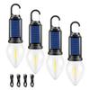 4Pcs Solar Camping Lights 3 Modes Waterproof Tent Lantern Rechargeable LED Lights for Hiking