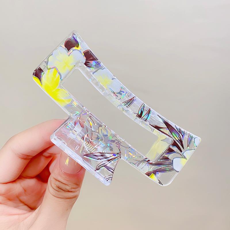 Новый женский принт с цветочным принтом, коготь для волос, прочный красочный пластиковый зажим для волос, большие размеры, зажимы для волос, шпилька в виде краба, аксессуары для волос, подарок для девочки