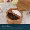 Деревянная миска-бокс для соли и перца из акации с крышкой и ложкой, солянка из акации с поворотной на 360° крышкой, контейнер для специй и приправ JT509