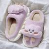 Women's Furry Open-Toe Cotton Slippers - Cute Cartoon Design for Autumn & Winter