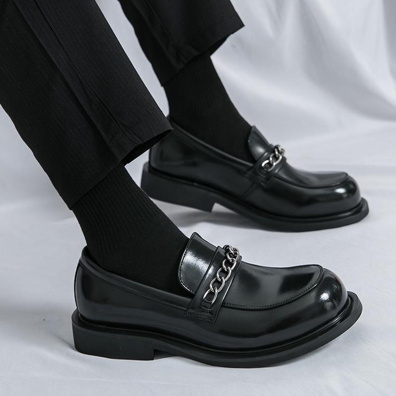 Men Loafers Punk Thick Sole Platform Height Increase Black Dress Prom Blazers Retro Tuxedo Party Shoes Large Size