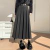 Moda Ayollar Junli Pliseli Yubka Yangi Elegant Kuz Qish Kundalik Oddiy Uzun Yuqori Bel Uzun A-siluet Yubkalar Bir Rang Koreyscha Uslubdagi Kiyimlar 2703