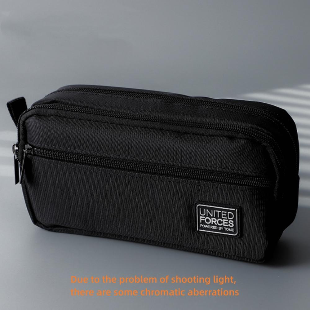 Portable Three-layer Large Capacity Pencil Bag Boy Canvas Pen Case School Office Supplies Storage Bag Waterproof Stationery Bag