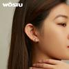 WOSTU Classic 925 Sterling Silver Hollow Star Moon Hoop Earrings For Women Party Jewelry s925 Silver Ear Clips Earring Punk Gift
