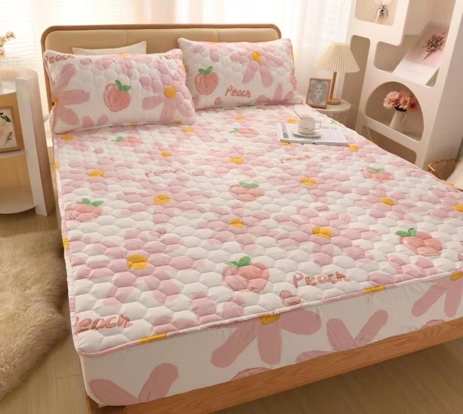 100% хлопчатобумажная ткань, утолщенный стеганый наматрасник, двойной размер, высококачественный защитный чехол для кровати на заказ, не включая наволочку