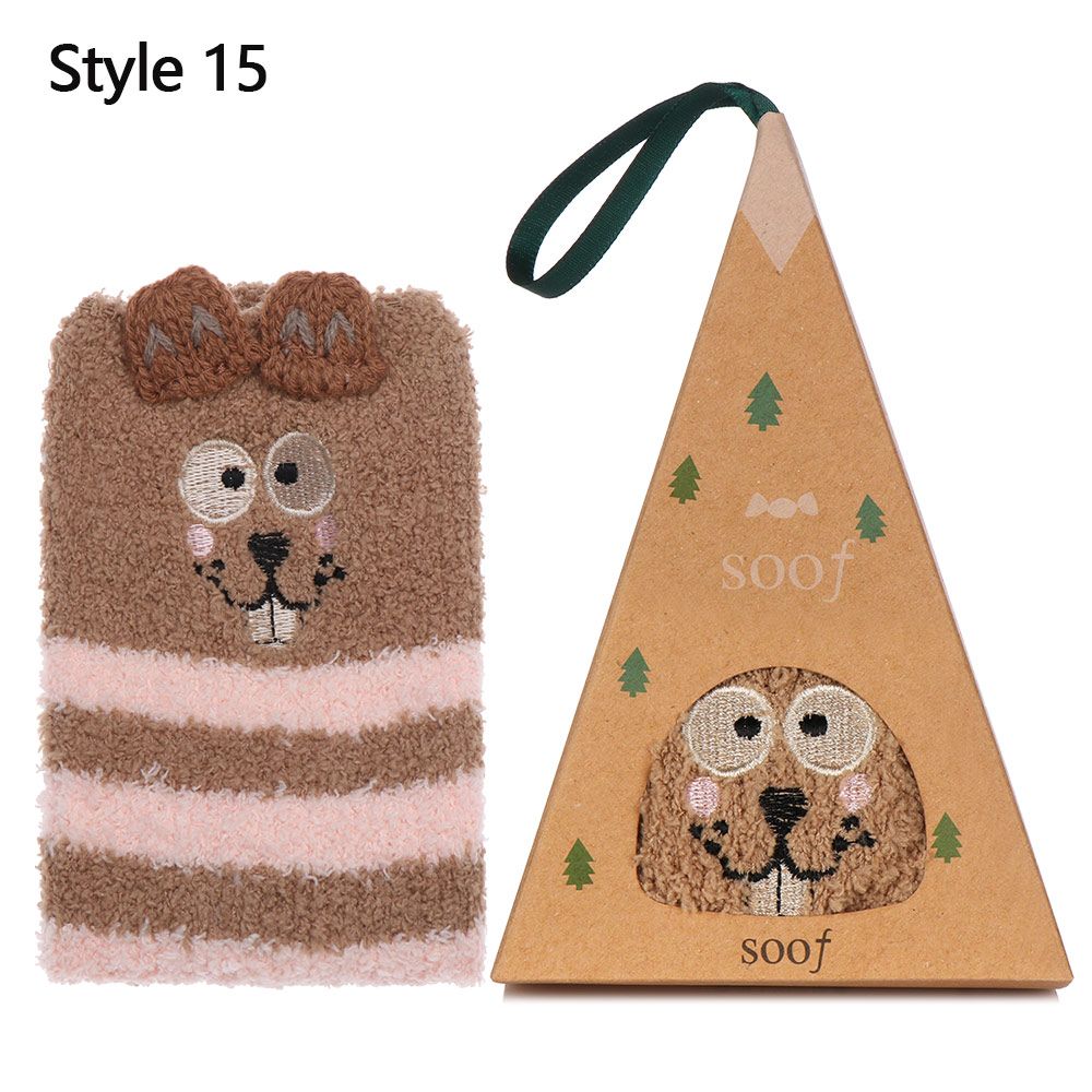 Теплые носки с рисунком животных 3D пушистые коралловые носки для носков рождественские подарочные носки с коробкой