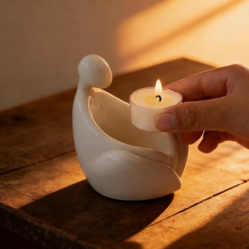 Nordic Style Cartoon Animal Candle Holder Ceramic Tealight Holder INS Desktop Candelabrum  Holiday