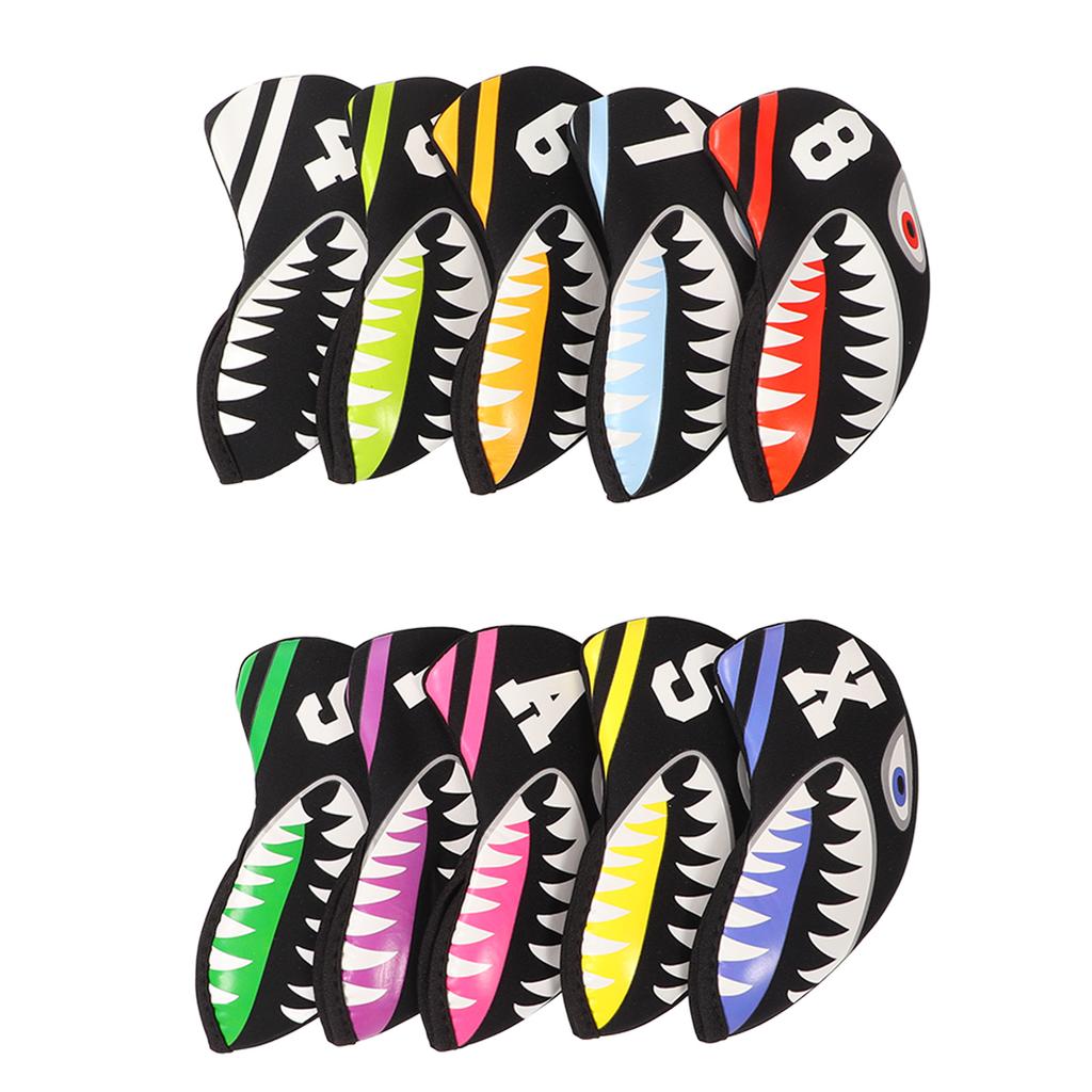 Набор из 10 шт. Неопреновых чехлов для головы гольф-айрона с маркерами номеров, мультяшной формы, чехол для защиты головы клюшки для гольфаSelachimorpha