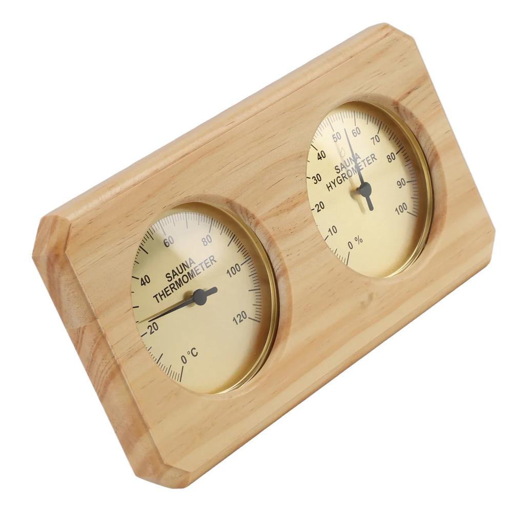 2 in 1 Wooden Sauna Thermometer Hygrometer For Hotel Sauna Room Dual Temperature and Humidity Meter Wall Mounted