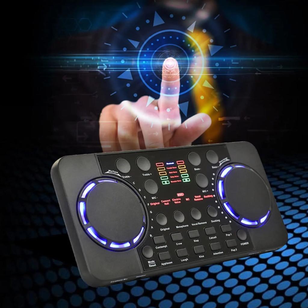Профессиональная звуковая карта V300 Pro с Bluetooth, аудиоинтерфейс, микшер, DJ, цифровые эффекты, шумоподавление, консоль, USB, запись для пения