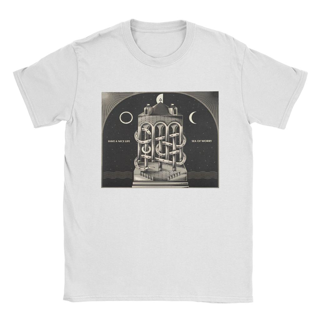 Awesome Have a Nice Life Sea Of Worry T-Shirts for Men O Neck Cotton T Shirt Album Music Short Sleeve Tee Shirt New Clothes