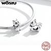 WOSTU Осень 925 Стерлинговое Серебро Красные кленовые листья Шарм Подвеска Белка Тыква Бусины Подходит к Оригинальному Браслету DIY Подарок Оптом