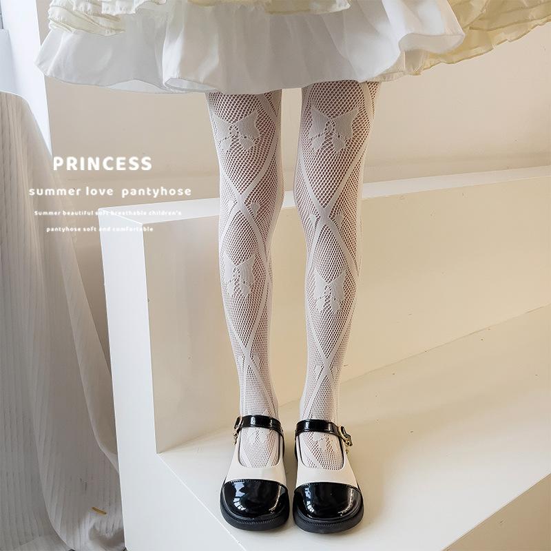 Детские колготки для девочек Ins, однотонные однотонные колготки с сердечком и пшеничным узором для маленьких девочек, весенне-летние тонкие сетчатые колготки для малышей