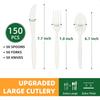 100% Compostable Cutlery Set150pcs 50 Forks 50 Spoons 50 Knives Disposable Cornstarch Utensils Heavy Duty BPI Certified EcoFrie