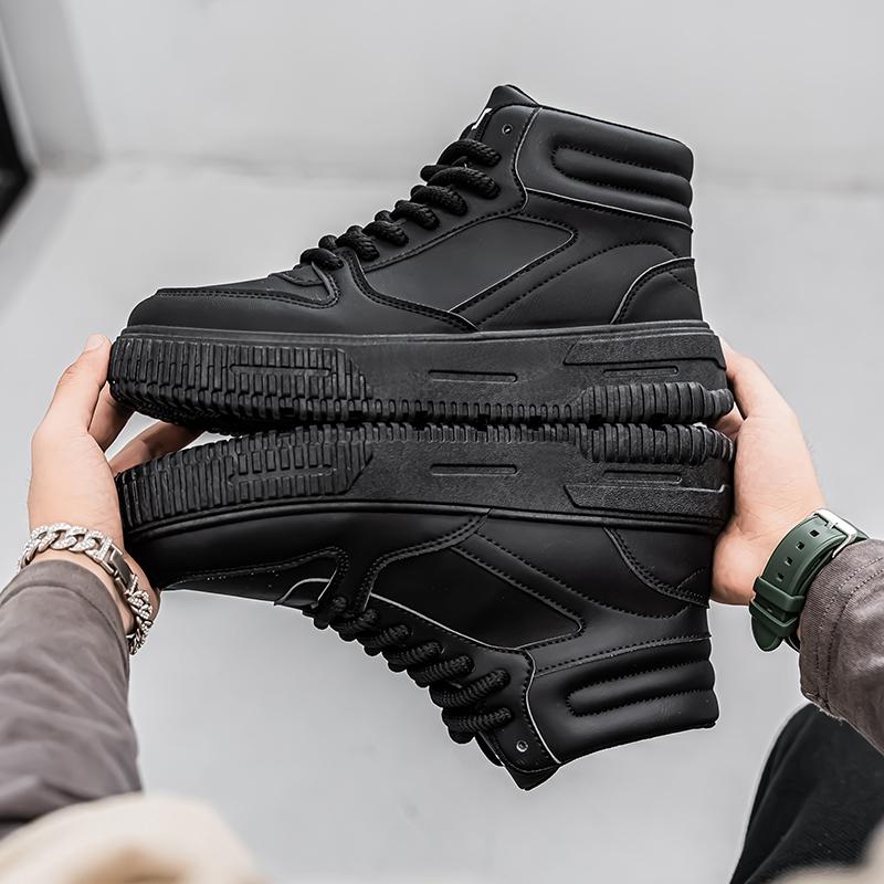 Мужская повседневная обувь из ПУ кожи, обувь с высоким верхом, белая, дышащая, амортизирующая, на платформе, со скрытой увеличением высоты, кроссовки