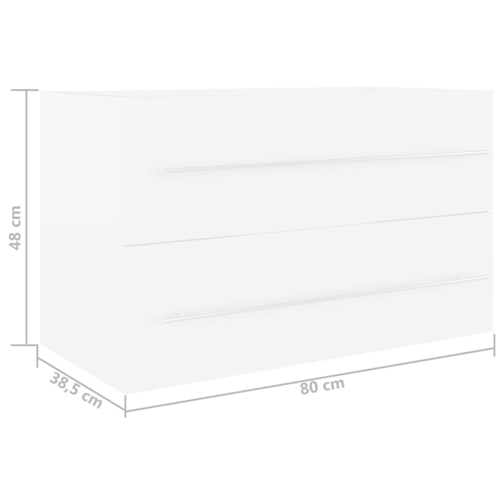 White Washbasin Cabinet with Built in Basin Wood Based Material